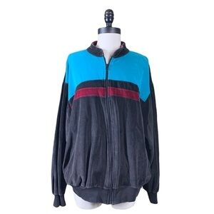 Vintage Neiman Marcus velour striped zip track jacket size large